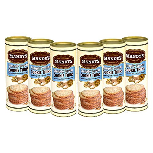  Mandys Cookie Thins, Simply Sugar, 4.6 Ounce (Pack of 6)