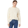 MANGO Otawa Pearl Beaded Cable Knit Sweater