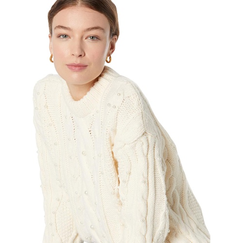  MANGO Otawa Pearl Beaded Cable Knit Sweater