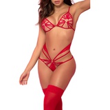 Mapale Sexy Heart Strappy Underwire Bra & Thong Set_RED