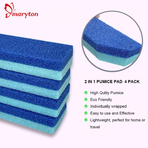  MARYTON Foot Pumice Stone for Feet Hard Skin Callus Remover and Scrubber (Pack of 4) (Blue)