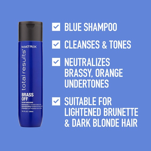  MATRIX Total Results Brass Off Color Depositing Blue Shampoo | Refreshes Hair & Neutralizes Brassy Tones in Lightened Brunettes | for Color Treated Hair