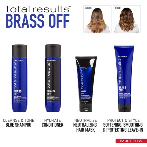  MATRIX Total Results Brass Off Color Depositing Blue Shampoo | Refreshes Hair & Neutralizes Brassy Tones in Lightened Brunettes | for Color Treated Hair