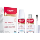 Mavala Nail Shield, 2 Count, Phase 1 & 2, Clear Nail Polish Top Coat, Nail Strengthener, Nail Growth & Nail Hardener Treatment, Nail Care and Repair for Brittle or Split Nails