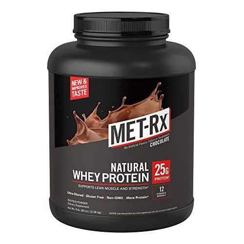  MET-Rx Natural Whey Protein Powder, Chocolate Protein Powder, 5 Lb