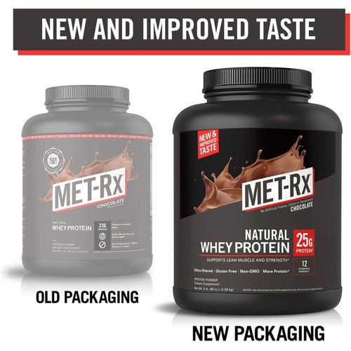  MET-Rx Natural Whey Protein Powder, Chocolate Protein Powder, 5 Lb