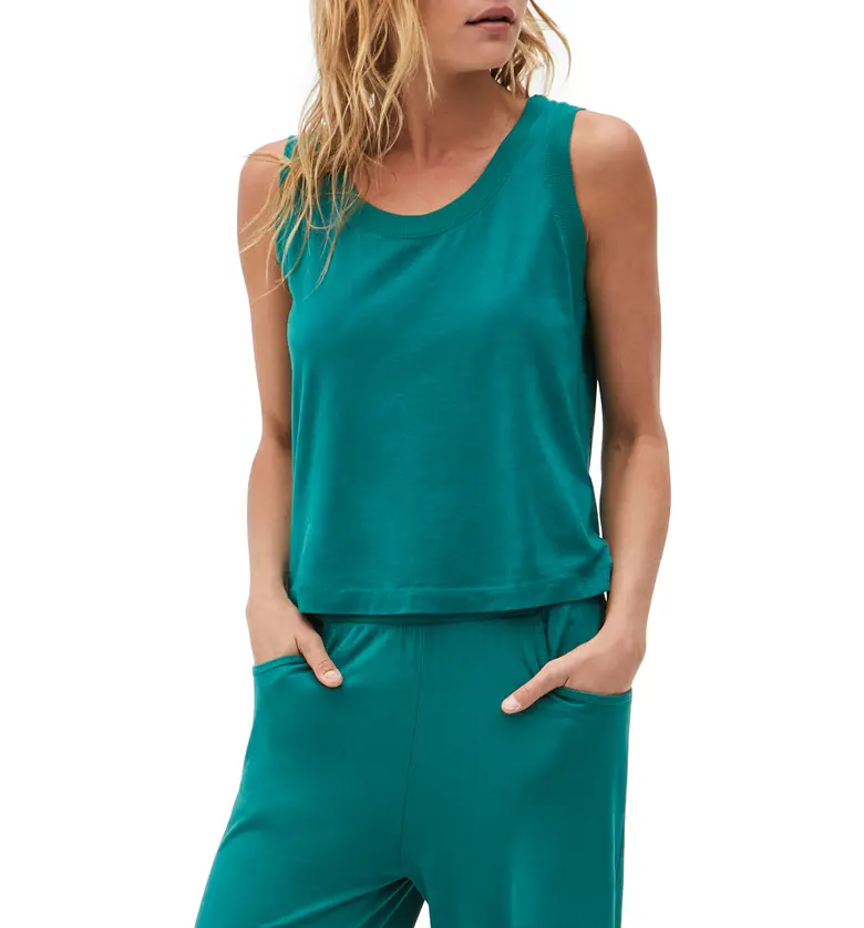 Michael Stars Shannon Crop Relaxed Tank_EMERALD