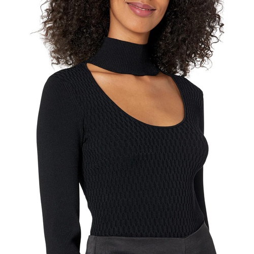  MILLY Ribbed Half Moon Neck Sweater