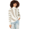 MILLY Zebra Intarsia Mock Neck