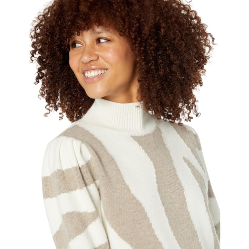  MILLY Zebra Intarsia Mock Neck