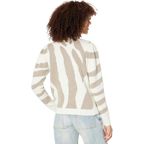  MILLY Zebra Intarsia Mock Neck