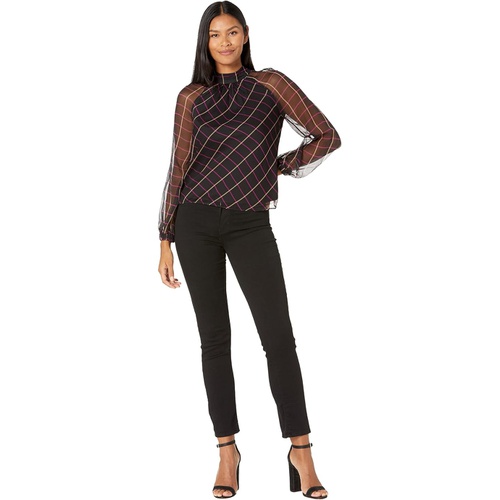  MILLY Sioane Windowpane Chiffon Top