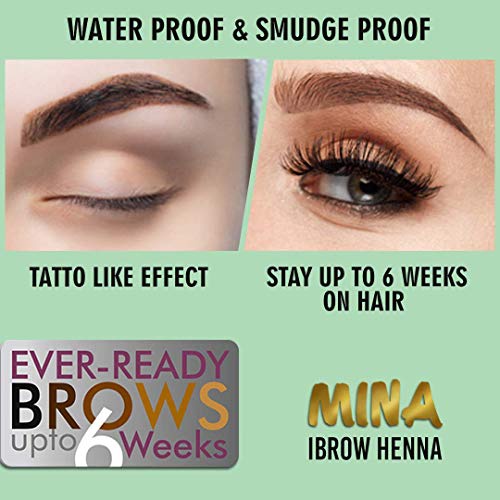  MINA ibrow Henna Hair Color Light Brown Professional Tint Kit With Brush Combo Pack | No Ammonia | Vegan & Cruelty free | Upto 30 Applications