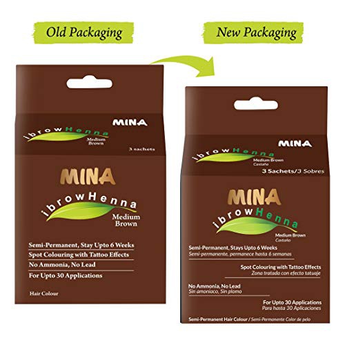  Mina ibrow Henna Medium Brown regular Pack for Hair Coloring (Effectively covers resistant grey hair)