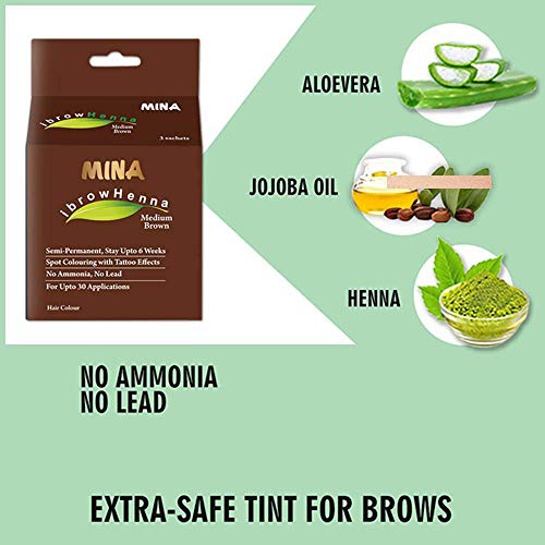  Mina ibrow Henna Medium Brown regular Pack for Hair Coloring (Effectively covers resistant grey hair)