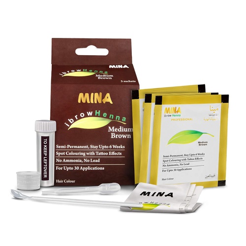  Mina ibrow Henna Medium Brown regular Pack for Hair Coloring (Effectively covers resistant grey hair)