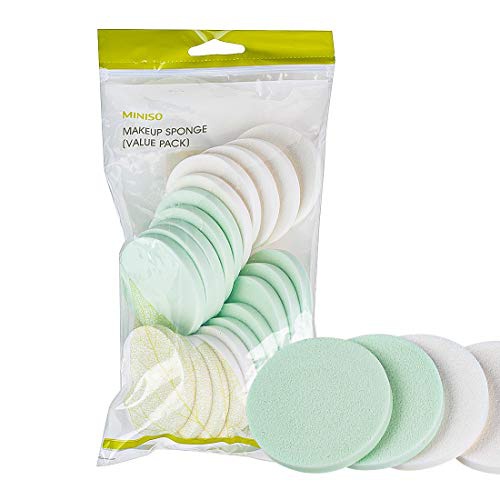  MINISO Round Makeup Sponge Powder Puff Beauty Sponge Blender for Foundations Cosmetic Tool(20 pack)