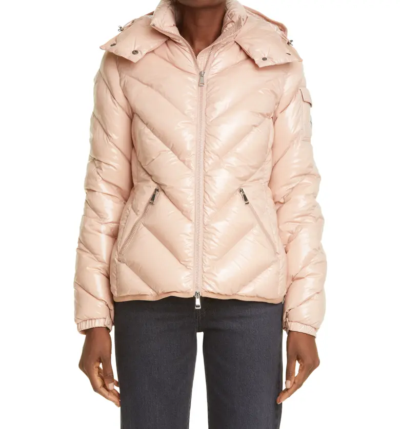 몽클레르 Moncler Brouel Water Resistant Lacquered Down Puffer Coat_PINK