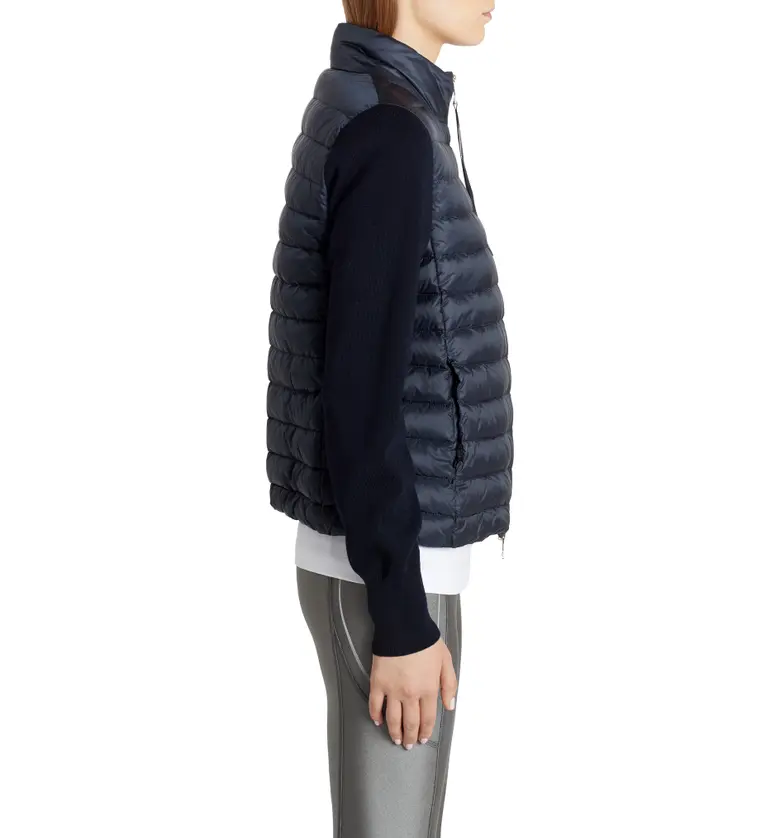 몽클레르 Moncler Quilted Down & Wool Short Cardigan_NAVY
