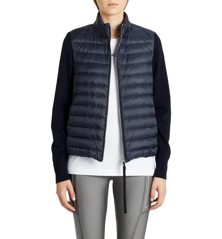 몽클레르 Moncler Quilted Down & Wool Short Cardigan_NAVY