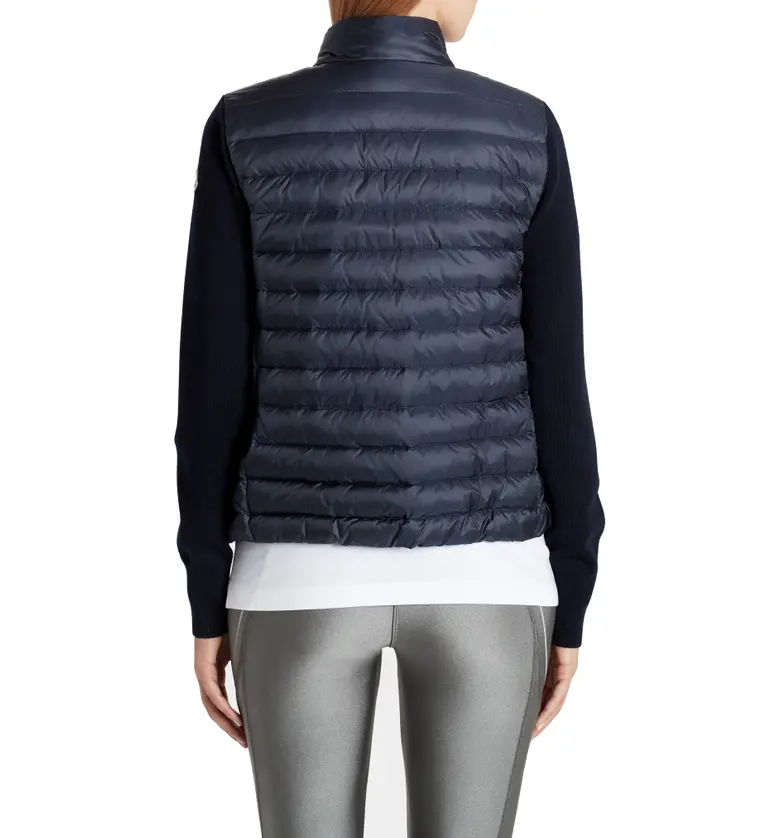 몽클레르 Moncler Quilted Down & Wool Short Cardigan_NAVY