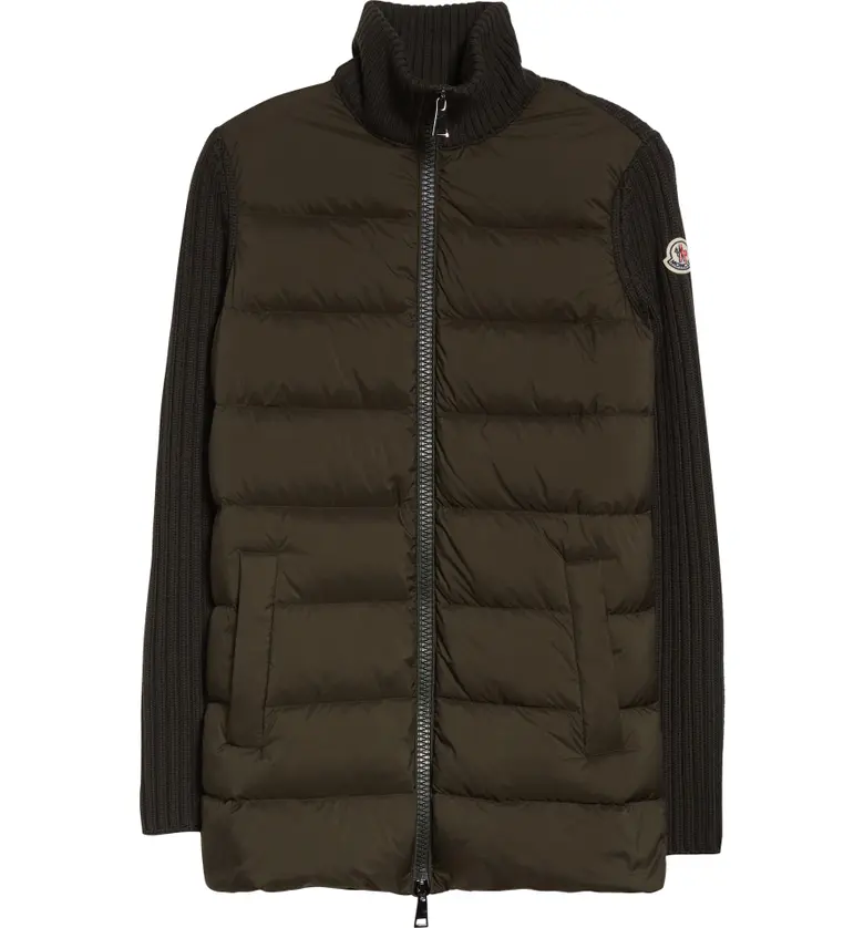 몽클레르 Moncler Quilted Down & Knit Cardigan_OLIVE