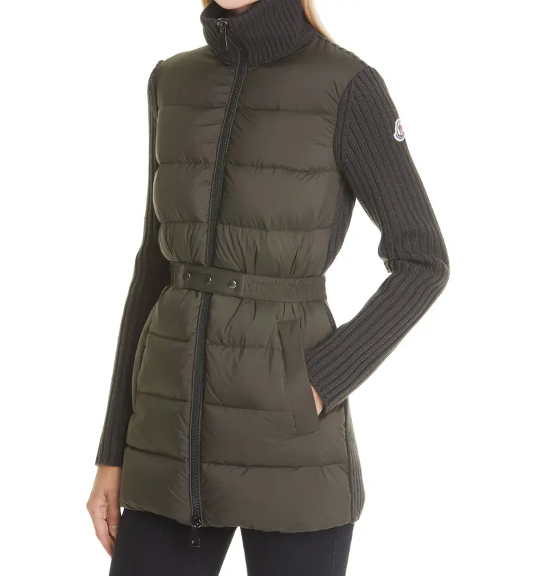 몽클레르 Moncler Quilted Down & Knit Cardigan_OLIVE