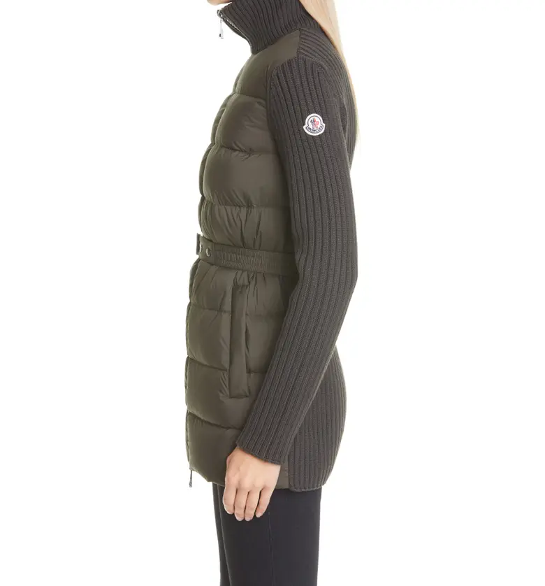 몽클레르 Moncler Quilted Down & Knit Cardigan_OLIVE