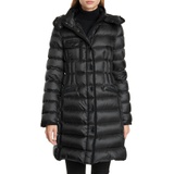 Moncler Hermine Grosgrain Trim Quilted Down Puffer Coat_BLACK