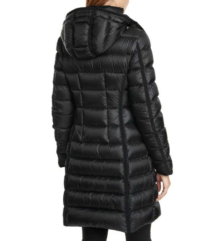 몽클레르 Moncler Hermine Grosgrain Trim Quilted Down Puffer Coat_BLACK
