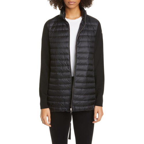 몽클레르 Moncler Quilted Down & Wool Long Cardigan_Black