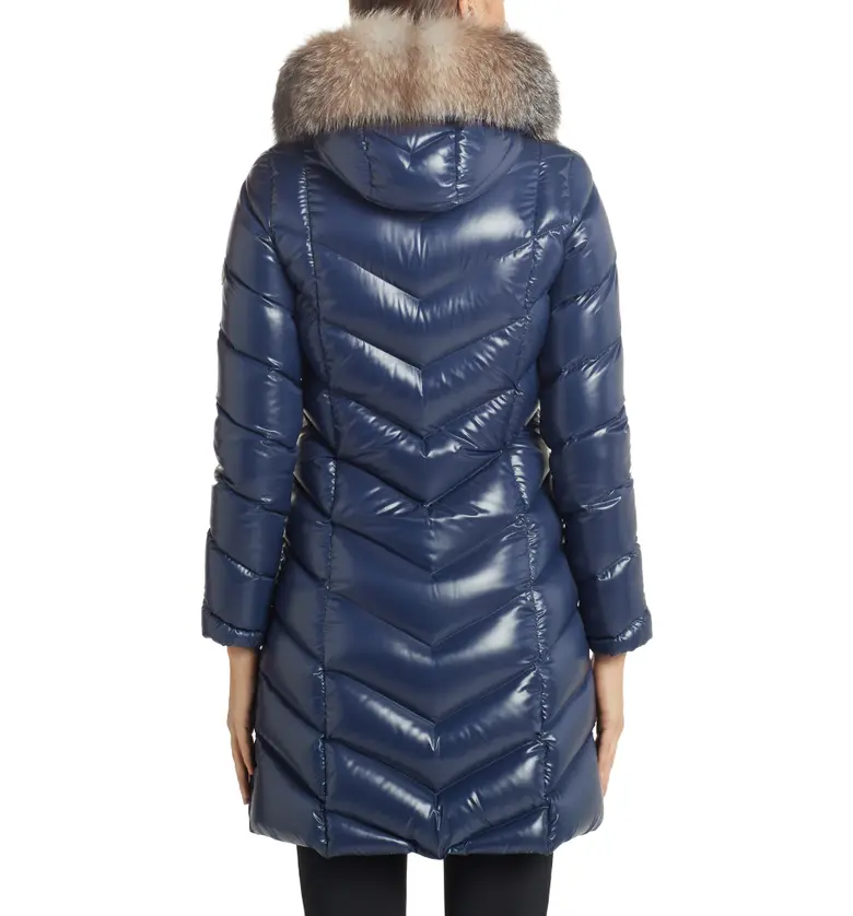 몽클레르 Moncler Fulmarus Quilted Down Puffer Coat with Removable Genuine Fox Fur Trim_NAVY
