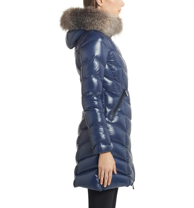 몽클레르 Moncler Fulmarus Quilted Down Puffer Coat with Removable Genuine Fox Fur Trim_NAVY