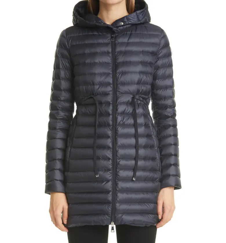 몽클레르 Moncler Barbel Fit & Flare Hooded Down Parka_NAVY