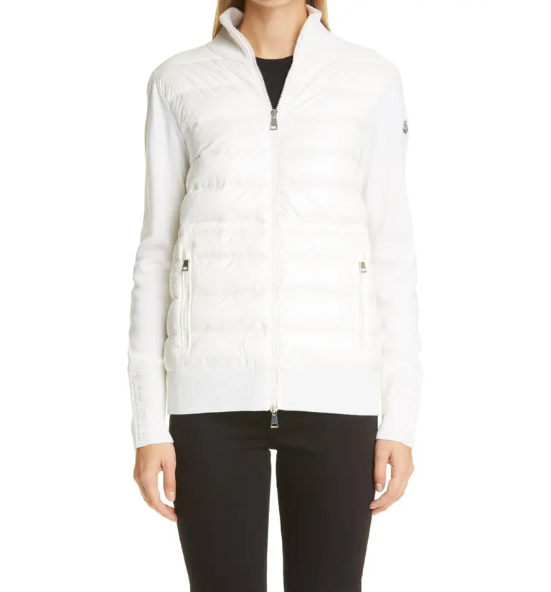 몽클레르 Moncler Quilted Down & Wool Long Cardigan_IVORY