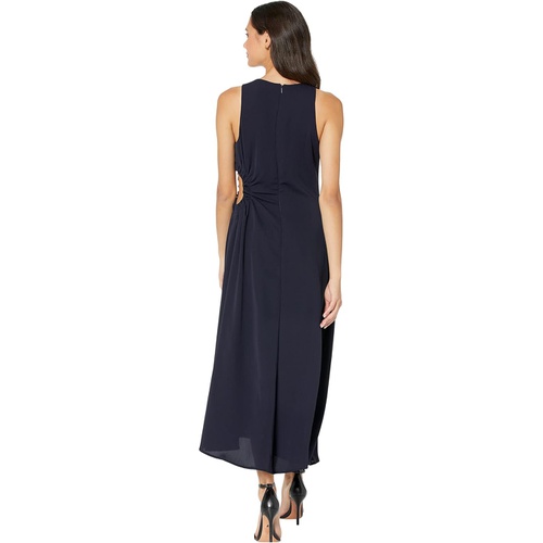  MOON RIVER Side Ruched Cutout Midi Dress