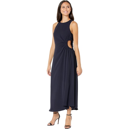  MOON RIVER Side Ruched Cutout Midi Dress