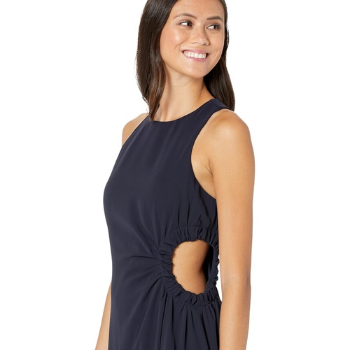  MOON RIVER Side Ruched Cutout Midi Dress