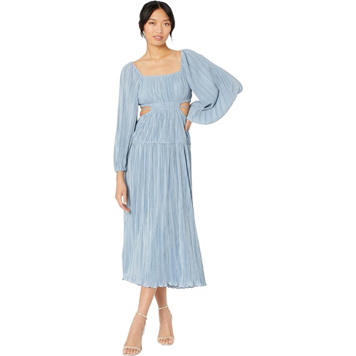  MOON RIVER Pleated Cutout Midi Dress