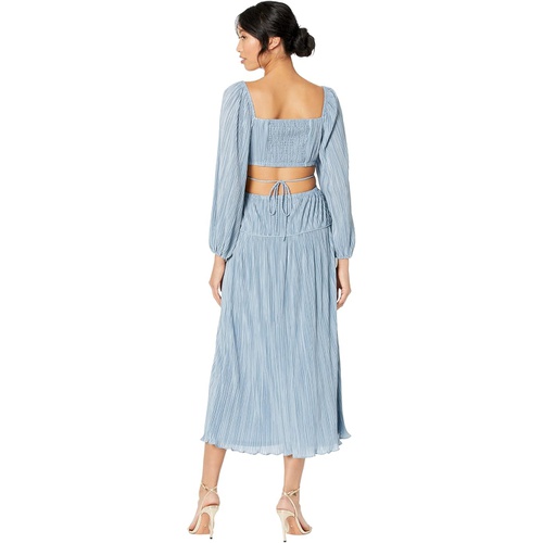  MOON RIVER Pleated Cutout Midi Dress