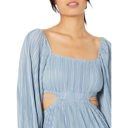  MOON RIVER Pleated Cutout Midi Dress