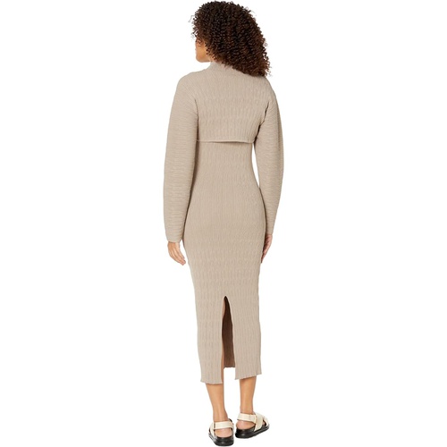  MOON RIVER Textured Midi Sweaterdress with Matching Turtleneck Bolero