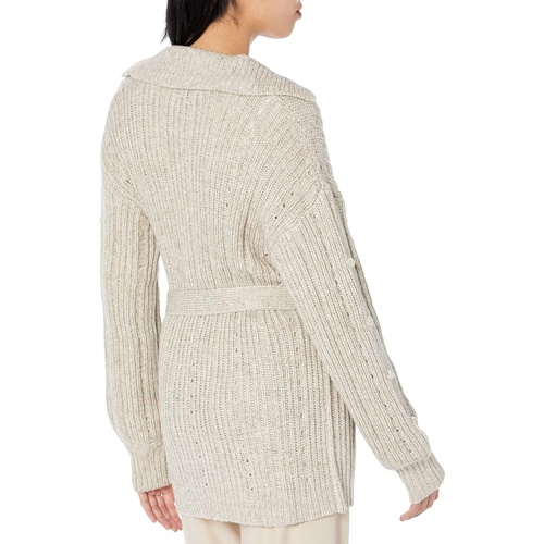  MOON RIVER Cardigan with Collar and Tie Waist