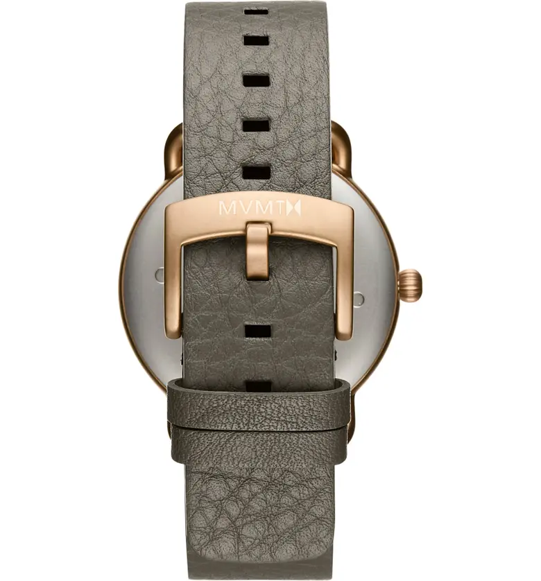  MVMT Revolver Leather Strap Watch, 41mm_GREY/ BLACK/ ROSE GOLD