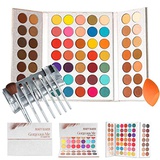 MYUANGO Gorgeous Me Eyeshadow Palette Pigmented Professional Makeup Pallet Long Lasting Eye Makeup Set 63 Colors Waterproof Matte And Shimmers Glitters With Brush Sets and Squeeze Sponge