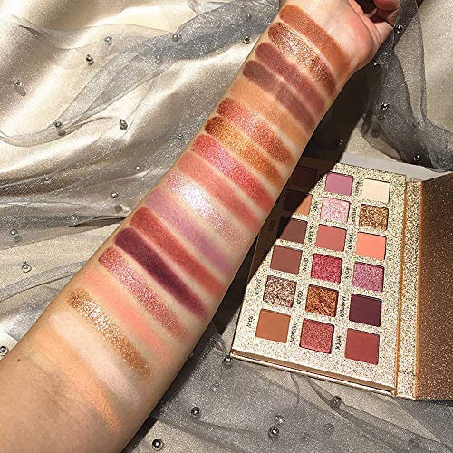  MYUANGO Eyeshadow Makeup Palette Neutral New Nude Shimmery High Pigmented Palette 18 Matte Shimmer Glitter Long Lasting Burgundy Earth Tones Waterproof Eye Shadow Pallete Sweatproof