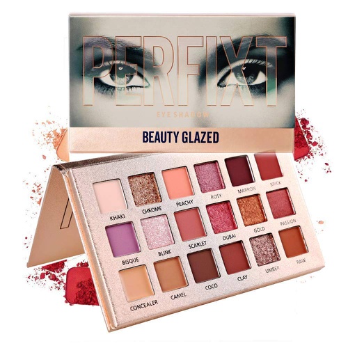  MYUANGO Eyeshadow Makeup Palette Neutral New Nude Shimmery High Pigmented Palette 18 Matte Shimmer Glitter Long Lasting Burgundy Earth Tones Waterproof Eye Shadow Pallete Sweatproof