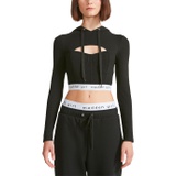 Madden Girl Cropped Corset Hoodie Top wu002F Cutout