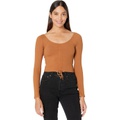 Madden Girl Cinched Front Cropped Long Sleeve Top