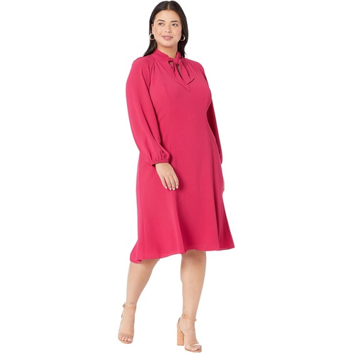  Maggy London Plus Size Midi Dress with Blouson Sleeves and Front Tie